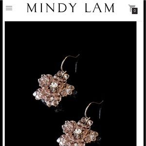 Mindy Lam Swarovski Light Pink Beaded Flower Dangling Earrings